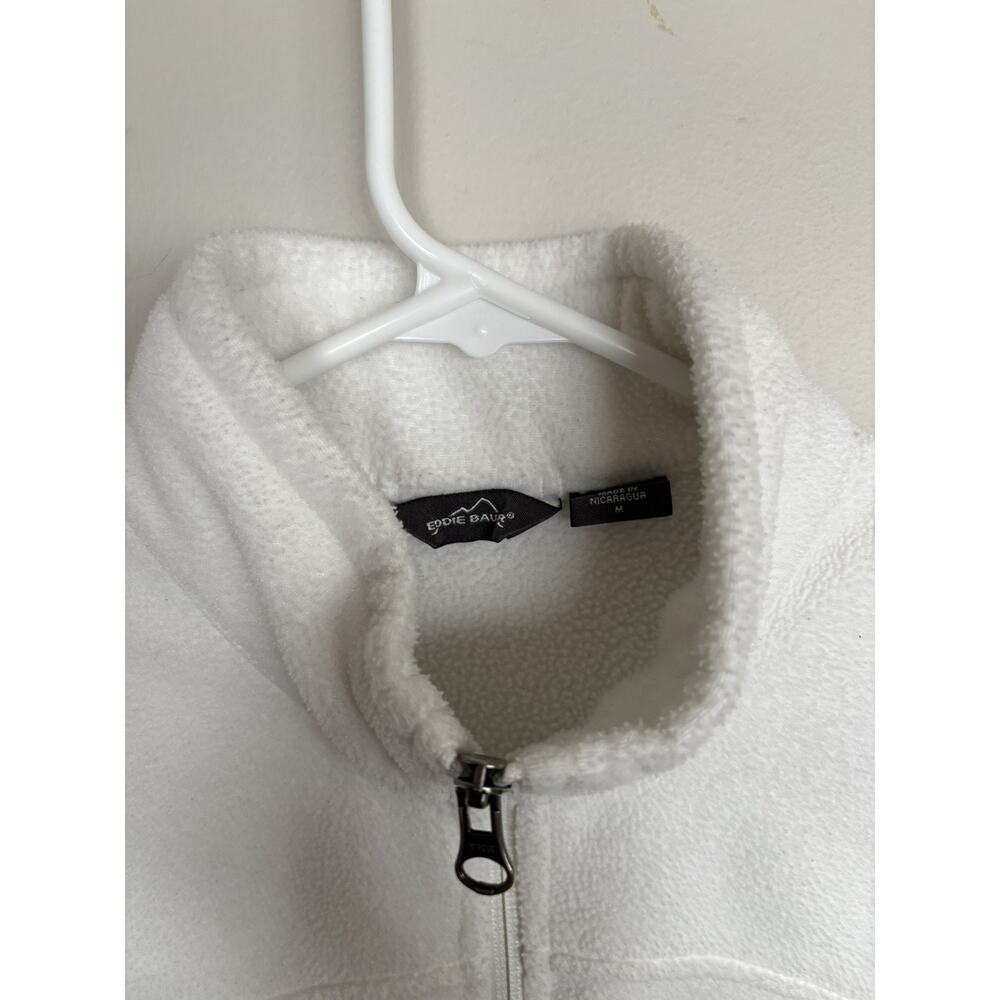 Eddie Bauer Vest Women's M Ivory White Fleece Full Zip Pockets Cozy Warm Hike - Picture 3 of 10